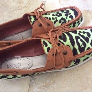 NEW RACHEL ROY Green Cheetah Leopard Canvas TYUANA LOAFER boat Shoes 8.5 M NIB